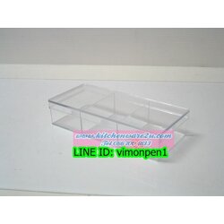 P09777 กล่องเหลี่ยม แบ่ง 3 ช่อง ใสปิ๊ง (กว้าง 12 ยาว 21 สูง 6 ซม) No.403 (ราคาส่งต่อ 1 โหล:12 ใบ:เฉลี่ย 70 บต่อใบ)