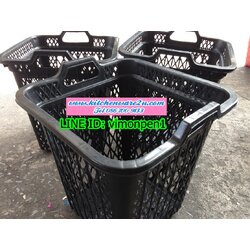 P09668 ตะกร้าผ้าเหลี่ยม สีดำ (37*37*41.5 cm) ขายดีมาก No.7052D (ราคาส่งต่อ 12 โหล:144 ใบ:เฉลี่ย 255 บต่อโหล)