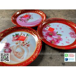 P11315 ถาดกลม สังกะสี 12 นิ้ว พิมพ์ลาย ขายดีมาก ราคาต่อ 1 โหล : 12 ใบ