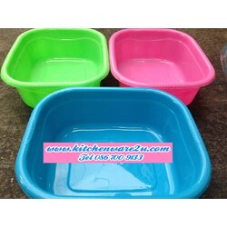 P07493 กะละมังเหลี่ยม สีหวาน (34.5*41*14 cm) ขายดี No.7007 (ราคาส่งต่อ 6 โหล: 72 ใบ:260 บ ต่อโหล)