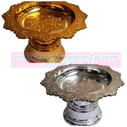 P07327 พานโตก 18 ซม. สีทอง พลาสติกชุป ราคาส่งต่อ 12 โหล: 144 ใบ: เฉลี่ย 250 บ/โหล