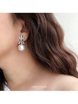 ต่างหู Drop สีขาวมุก ต่างหูคลิป ต่างหูก้านเงินแท้ น้ำหนักเบา สวยใส่สบาย UA0702-01 Unreasonable Accessories