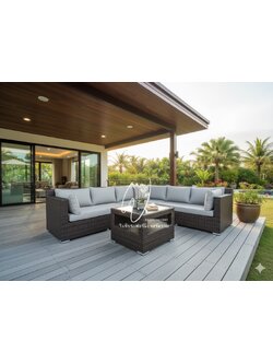 ชุดเข้ามุมหวายเทียมใหญ่สีน้ำตาล