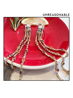 ต่างหูยาว สีน้ำตาลทอง ต่างหูคลิป ต่างหูก้านเงินแท้ น้ำหนักเบา สวยใส่สบาย UA0786-01 Unreasonable Accessories