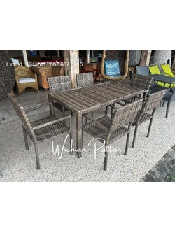 ชุดทานอาหารหวายเทียม 6 ที่นั่ง