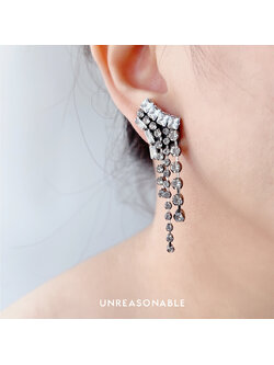ต่างหู Crystal พลอยกระจก ต่างหูคลิป ต่างหูก้านเงินแท้ น้ำหนักเบา UA0929-01 Unreasonable Accessories
