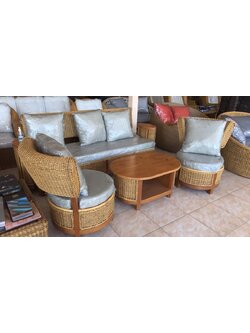 ชุดไม้สักสานหวายแท้