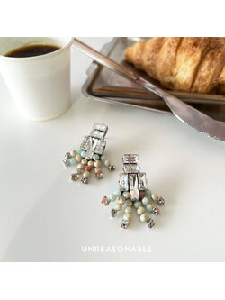 ต่างหู Aqua Jasper ต่างหูคลิป ต่างหูก้านเงิน UA0676-02 Unreasonable Accessories