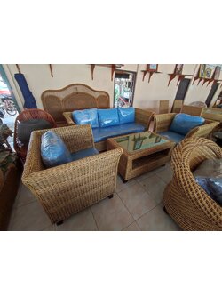 ชุดรับแขกหวายแท้ขาไม้ทรงคลาสสิค