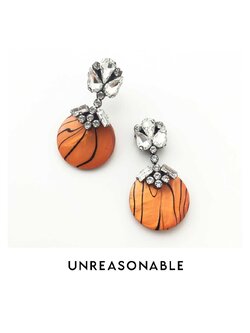 ต่างหู Drop สีส้ม ต่างหูคลิป ต่างหูก้านเงินแท้ สวยใส่สบาย UA0720-02 Unreasonable Accessories