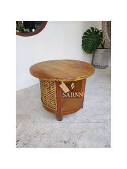 โต๊ะไม้สักสานหวายแท้ coffee table