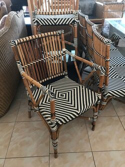 เก้าอี้โครงหวายแท้สานหวายเทียมแบบมีอาร์ม