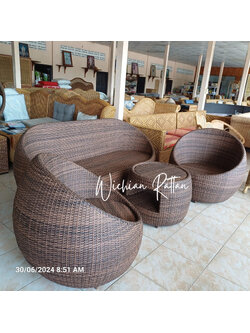 ชุดโซฟาอพอลโลหวายเทียม พร้อมเบาะ