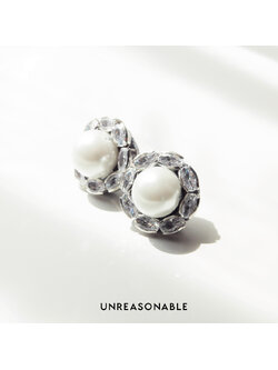 ต่างหูมุก เพชร CZ Pearl stud earrings UA0902-01 Unreasonable Accessories