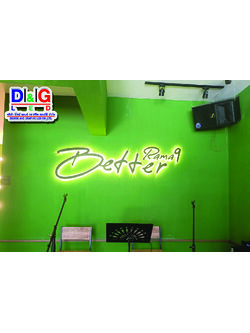 ป้ายตัวอักษรซิงค์ยกขอบไฟออกหลัง