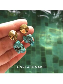 ต่างหู สี Turquoise ต่างหูคลิป ต่างหูก้านเงินแท้ น้ำหนักเบา สวยใส่สบาย UA0777-01 Unreasonable Accessories