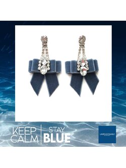 ต่างหูโบว์ สีฟ้า ต่างหูคลิป ต่างหูก้านเงินแท้ น้ำหนักเบา สวยใส่สบาย UA0482-03 Unreasonable Accessories