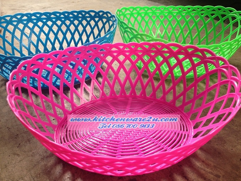 P07709 ตะแกรงวงรีใหญ่ ลายสาน สีหวาน (31*38*13.3 cm) No.7030 ราคาส่งต่อ 1โหล: 12 ใบ
