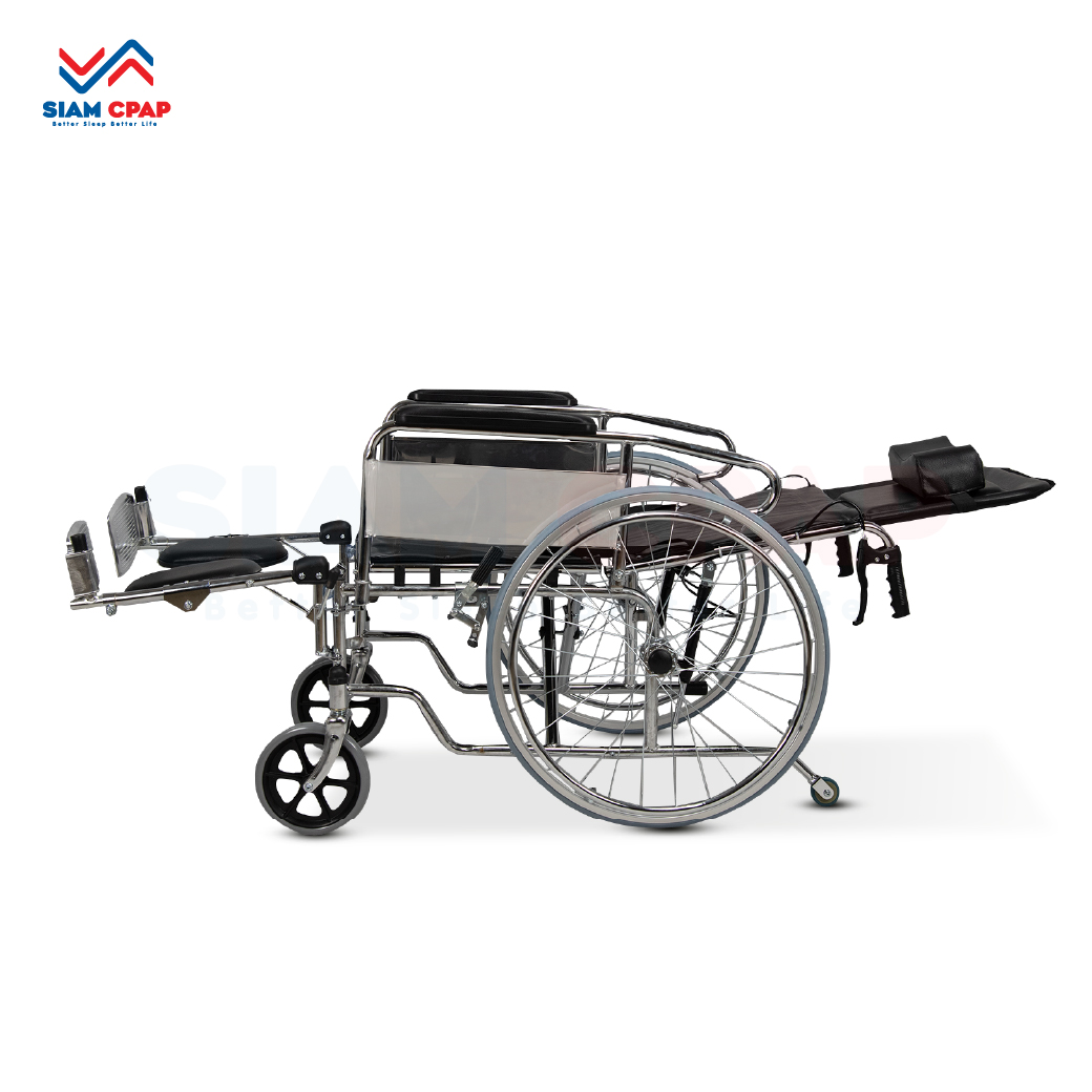 รถเข็นแมนนวล รุ่นพนักพิงสูง ปรับเอนนอน ปรับเหยียดขา ( Strong Manual High Back ) รับประกัน 1 ปี