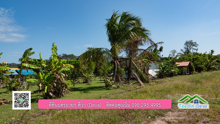 (ติดจอง) ที่ดินนครนายก บ้านสวน พร้อมที่ดิน ขนาด 1 ไร่ 1 งาน วิวภูเขาสวย อยู่ใกล้เขื่อนขุนด่านปราการชล