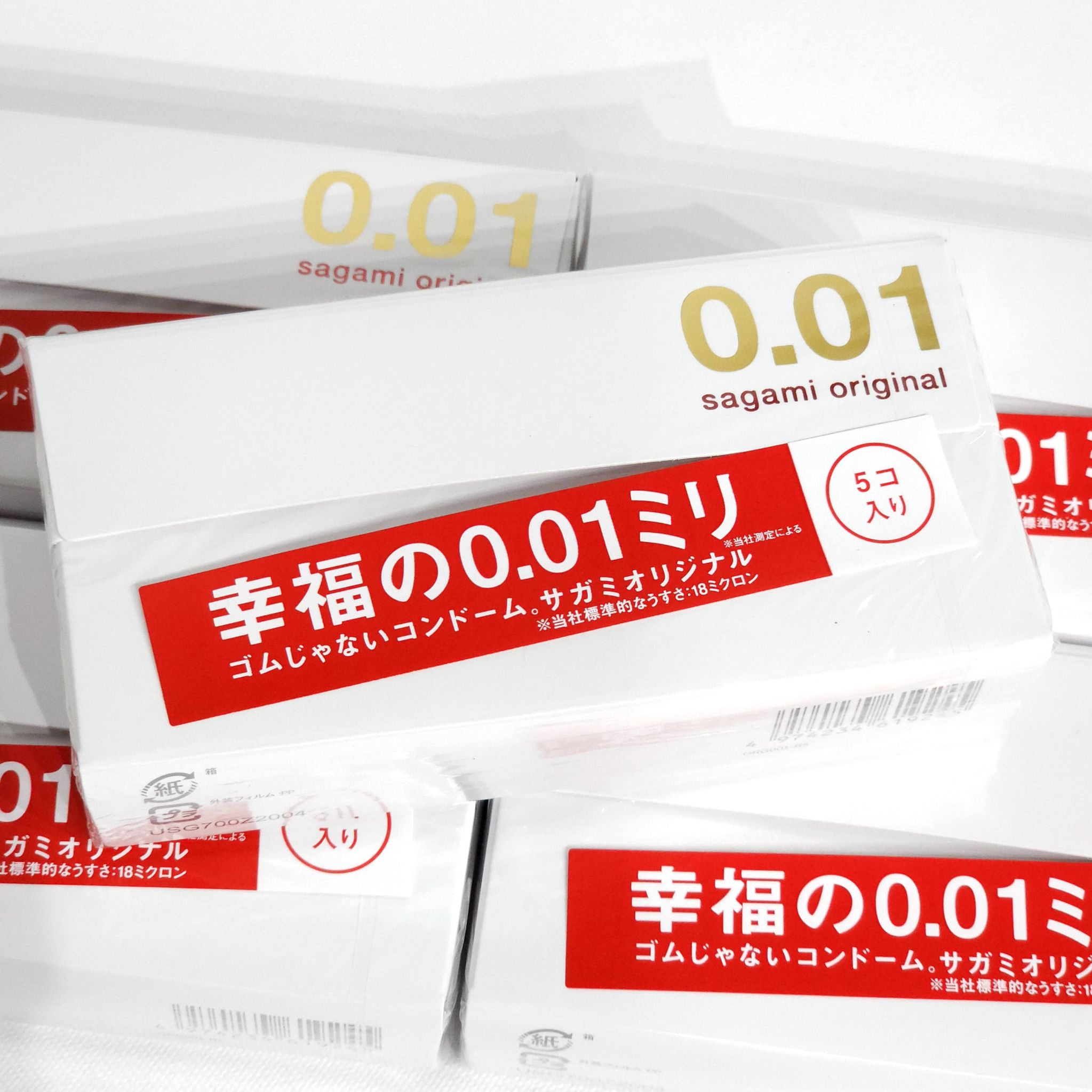 บางเหมือนไม่ได้ใส่! ถุงยางอนามัย Sagami Original Condom 0.01 (52 mm) กล่อง 5 ชิ้น ของแท้จากญี่ปุ่น