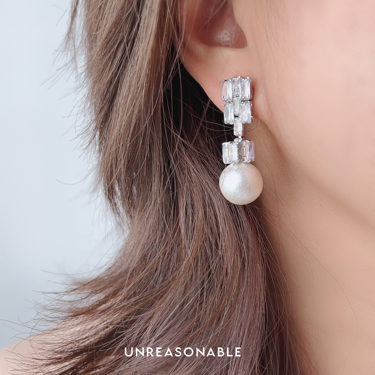 ต่างหูมุก Drop Earrings ก้านเงิน ต่างหูหนีบ UA0976-01 Unreasonable Accessories