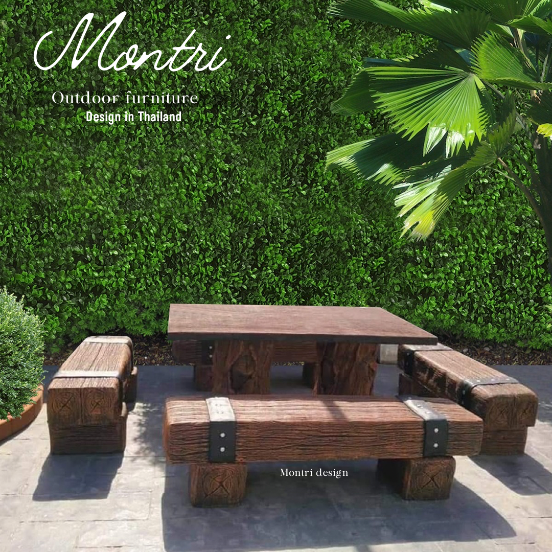 ชุดโต๊ะหมอนรถไฟไม้ โต๊ะหมอนไม้เทียม รุ่น thanadol