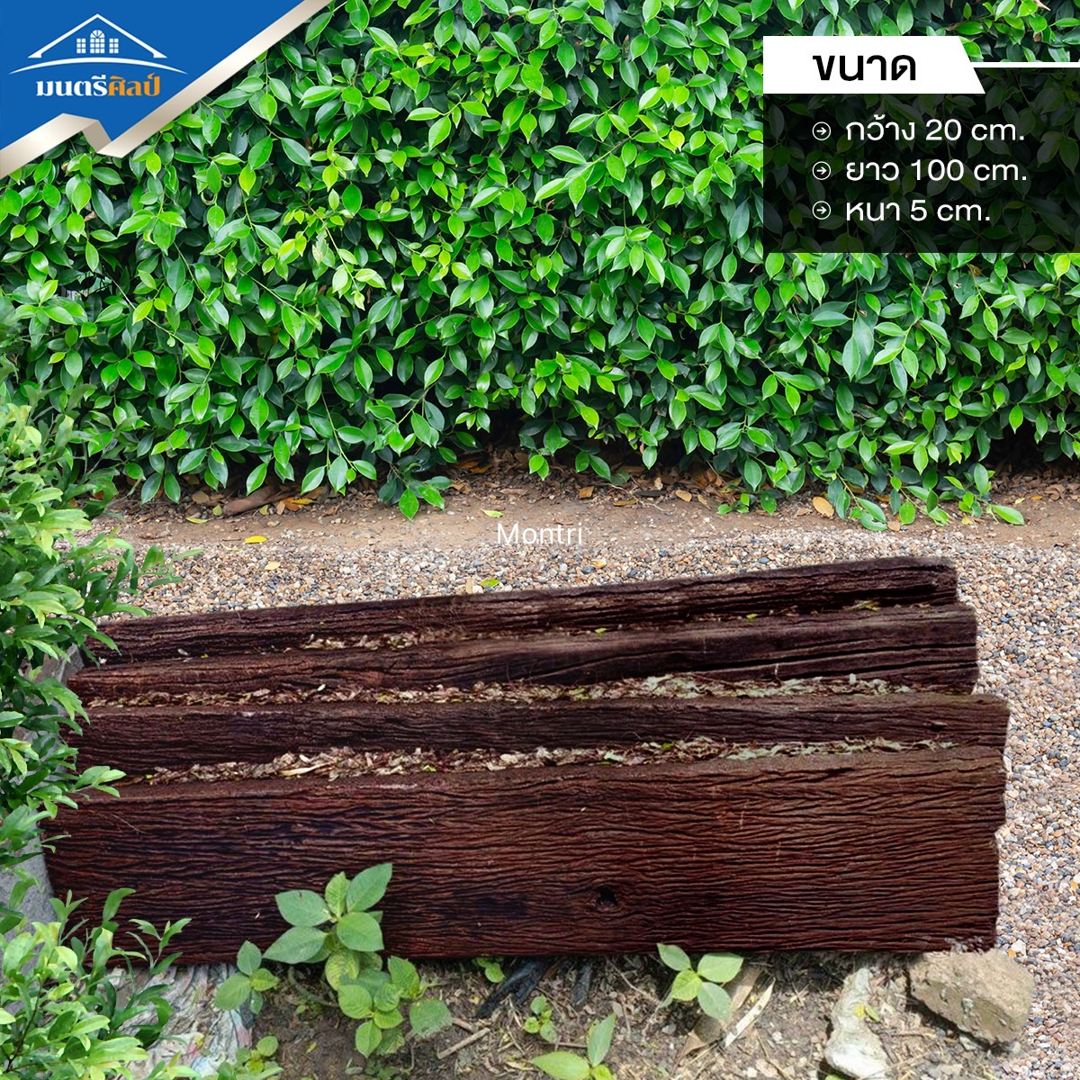 แผ่นปูทางเท้า ลายไม้กันลื่น NatureStep ขนาด 20x100x5 cm. แพ็กเกจสุดคุ้ม 1 ชุด มี 10 แผ่น