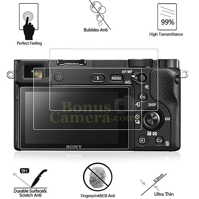 GSP-A6000 แผ่นกระจกกันรอยจอ Sony A6000,A6100,A6300,A6400,A6600 ใช้แทน Sony PCK-LM17 LCD Screen Protector