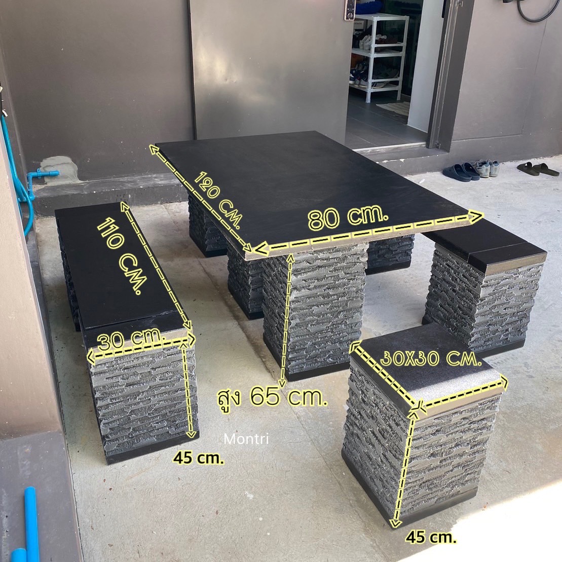 ชุดโต๊ะปูนสนาม 6 ที่นั่ง ชุดโต๊ะสนามกลางแจ้ง ชุดสนาม ชุดโต๊ะสนาม โต๊ะสนามปุนสไตล์โมเดิร์น