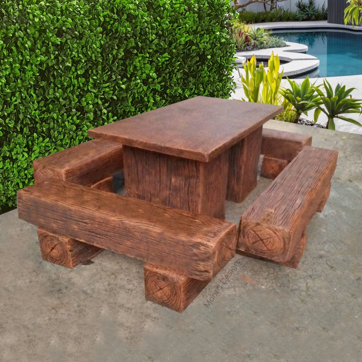 โต๊ะปูนลายไม้ ชุดโต๊ะปูนลายไม้ โต๊ะลายไม้ รุ่น waree9