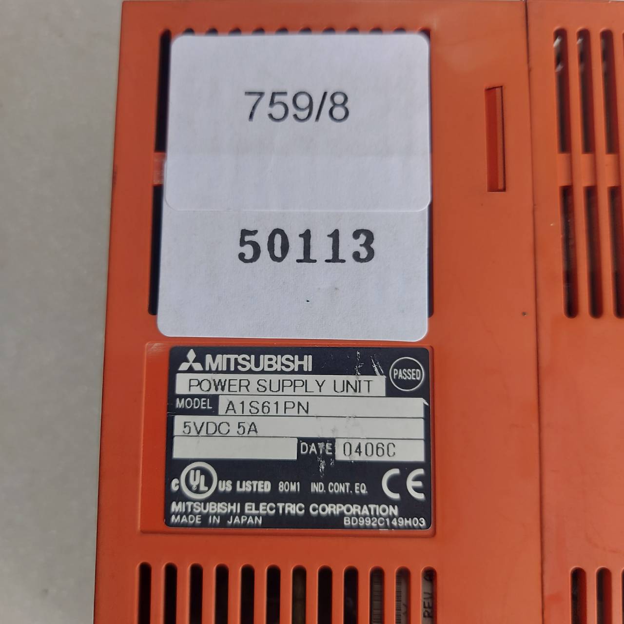 PLC " MITSUBISHI " MODEL : A1S61PN