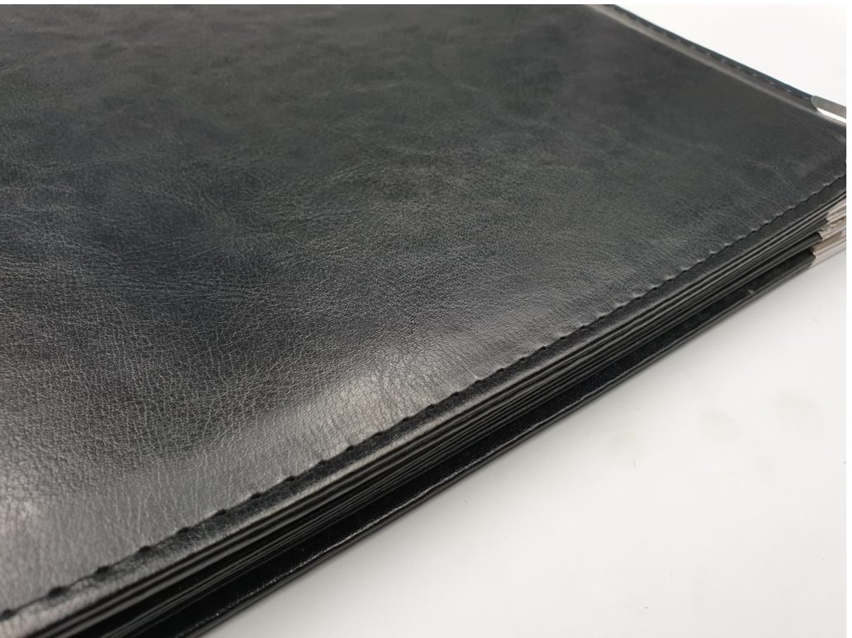 แฟ้มใส่เมนูอาหาร โบรชัวร์ เอกสาร ซองใส ปกหนัง 6ซอง12หน้า food menu pouch แฟ้มปกหนังเอนกประสงค์