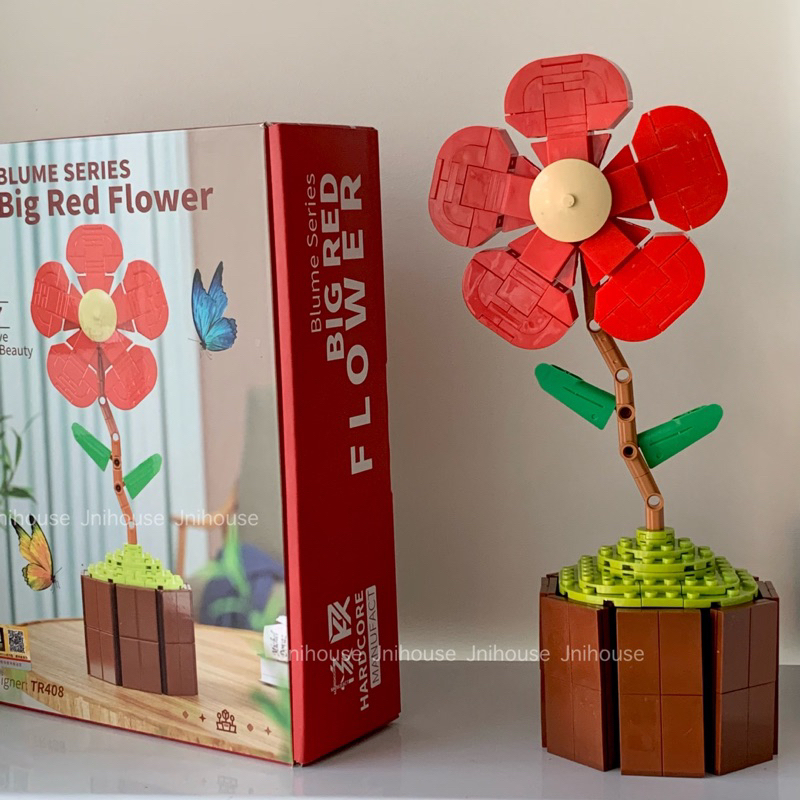 [พร้อมส่ง] Jnihouse : Red Flower Bricks ตัวต่อดอกไม้สีแดง