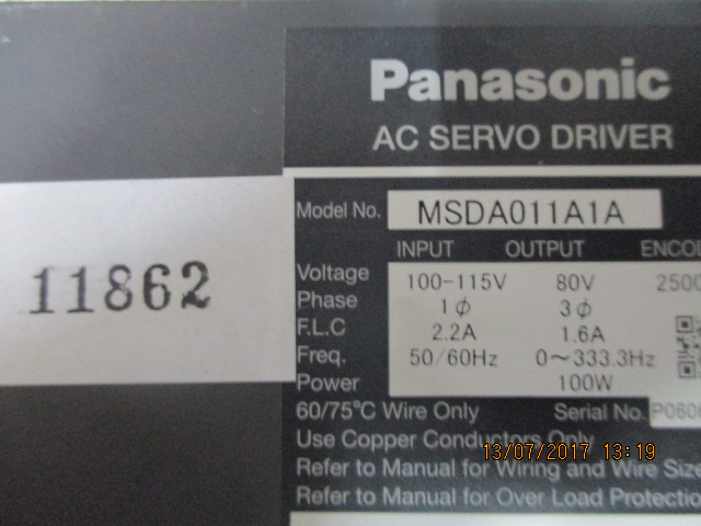 SERVO DRIVE " PANASONIC " MODEL : MSDA011A1A