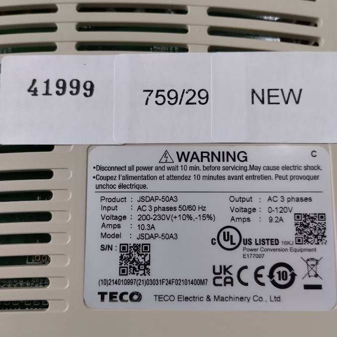 SERVO DRIVE " TECO " MODEL : JSDAP-50A3