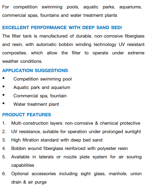 EMAUX เครื่องกรองทราย NL Series Commercial Sand Filters (Without Valves)