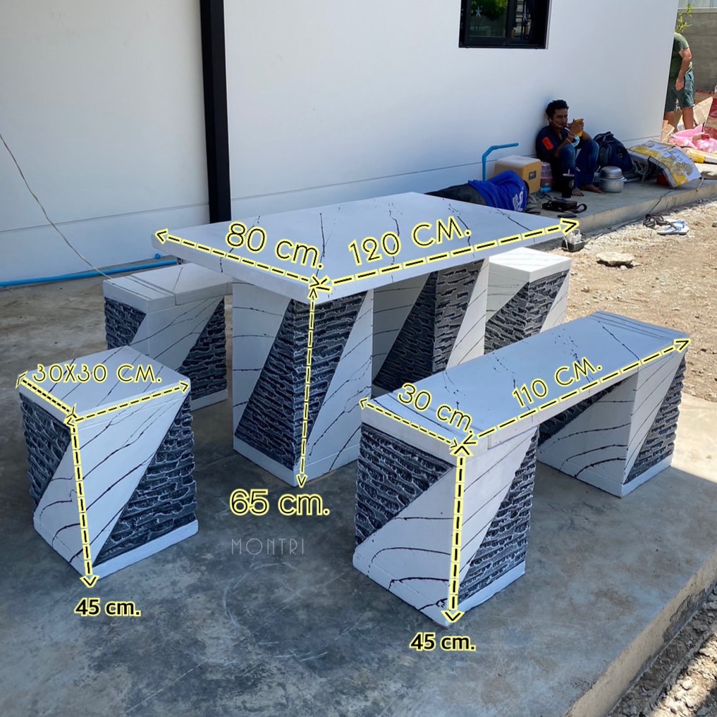 โต๊ะสนาม ชุดโต๊ะสนาม โต๊ะสนามโมเดิร์น โต๊ะสนามกลางแจ้ง ชุด 6 ที่นั่ง แนว Modern Luxury 2023 ขนาดโต๊ะยาว 120*80 cm.