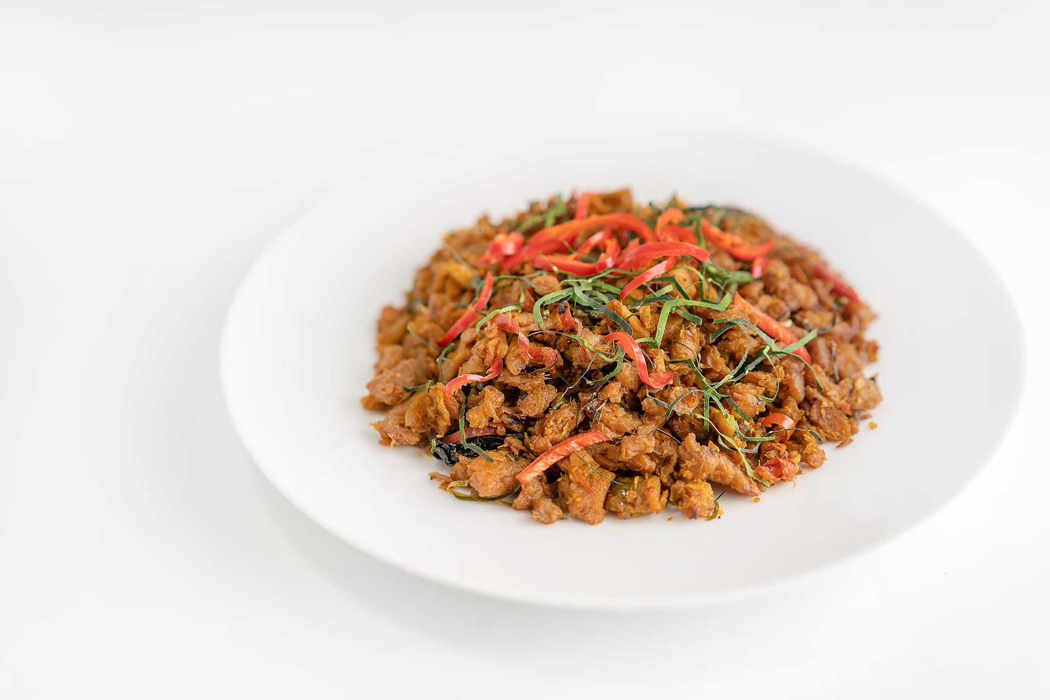 คั่วกลิ้งสูตรเจ (Mushroom and vegan porkless stir fried with curry paste)