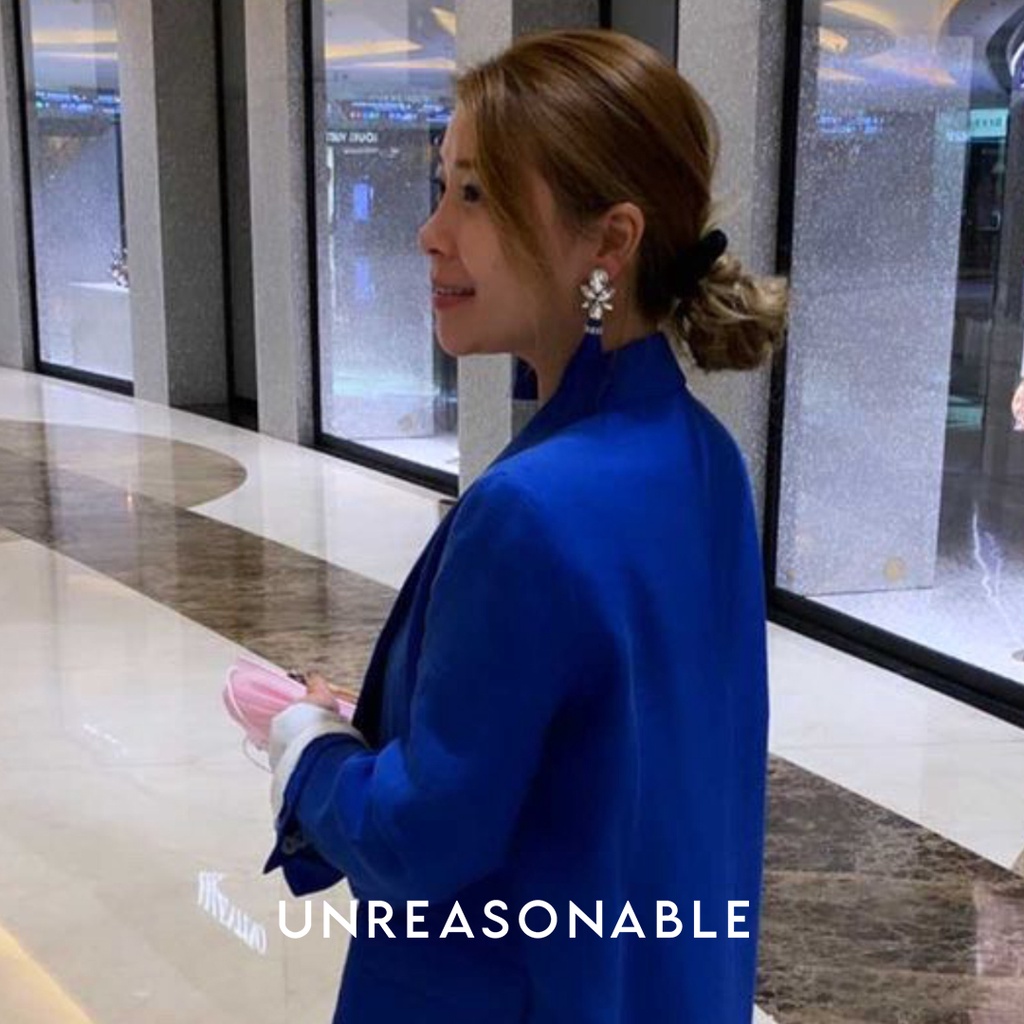 ต่างหูพู่ Tassel Earrings สีน้ำเงิน ต่างหูคลิป ต่างหูก้านเงินแท้ น้ำหนักเบา สวยใส่สบาย UA0111-04 Unreasonable Accessories