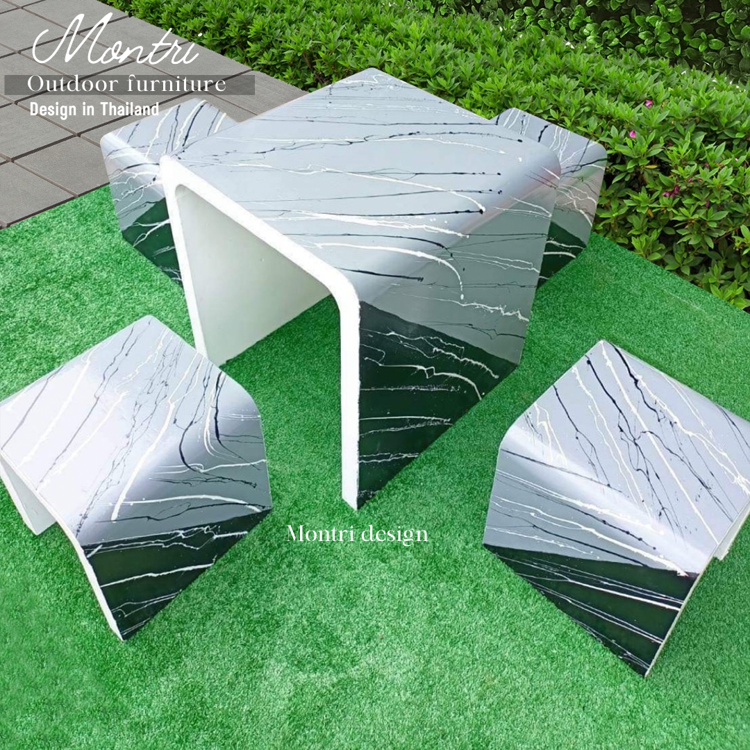 เก้าอี้ปูนซีเมนต์สไตล์ลอฟท์ รุ่น Loft mini สี ทรูโทนเทาสลัดดำ โต๊ะปุนสไตล์ลอฟท์