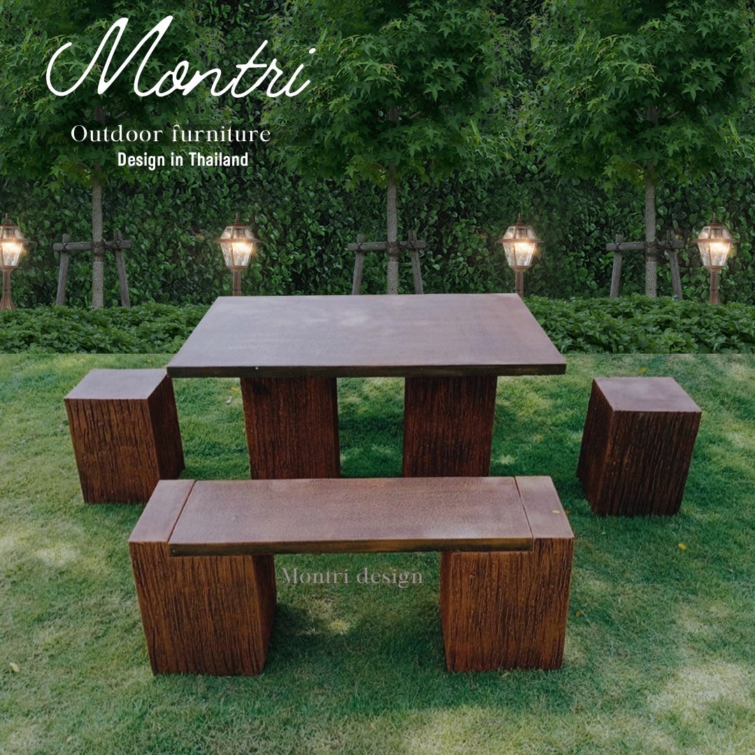 ชุดโต๊ะปูนลายไม้ ชุด 6 ที่นั่ง รุ่น Alinda1234 ที่นั่ง ชุดโต๊ะสนาม