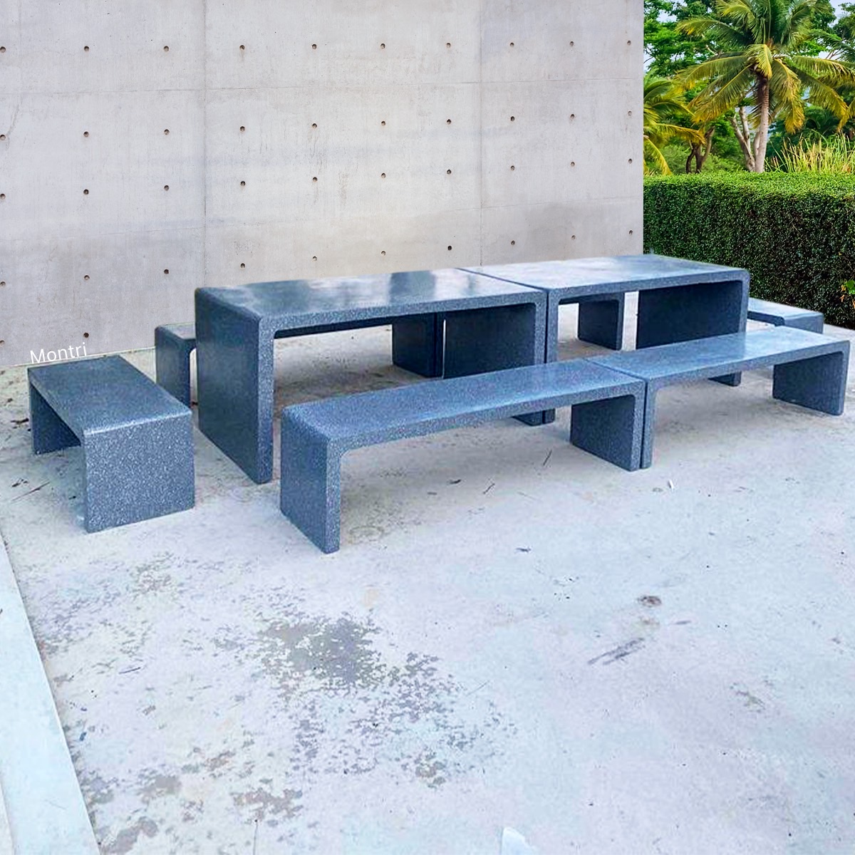 ชุดโต๊ะสนาม ลายหินแกรนิต หรูหรา ยาว 3 เมตร ขนาดใหญ่จุใจ ทนแดดทนฝน