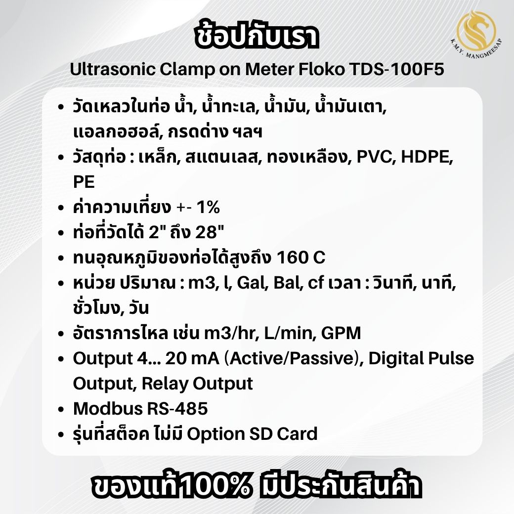 TDS-100F5 เครื่องวัดอัตราการไหลแบบอุลตร้าโซนิคชนิดรัดท่อแบบติดตั้ง