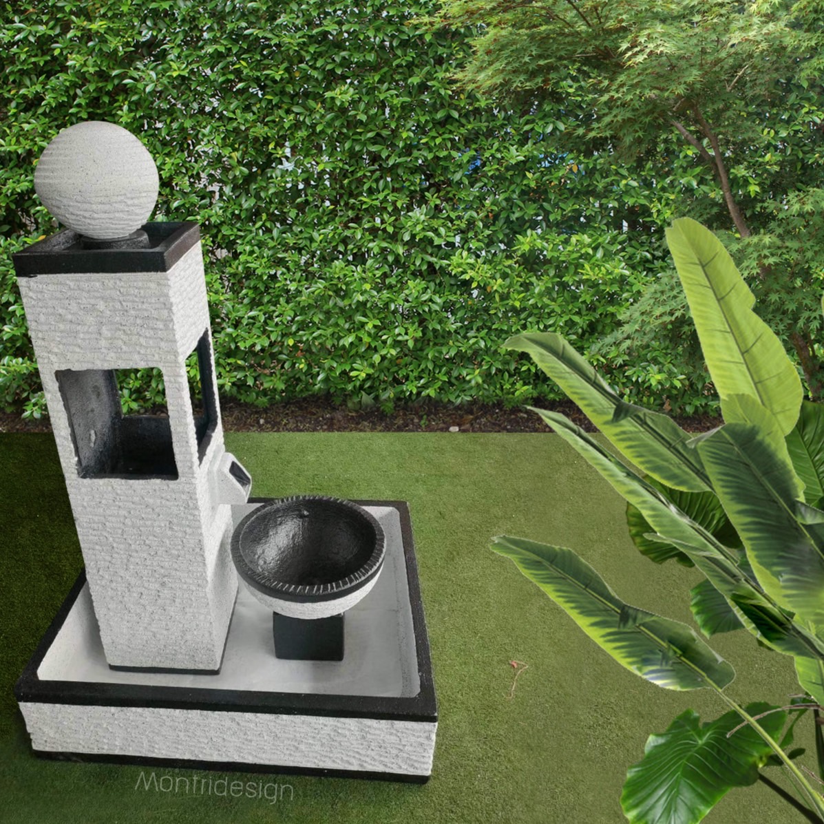 น้ำล้นจัดสวน น้ำล้นตั้งพื้น 3 in 1 มีทั้งน้ำล้น เส้นน้ำสายฝน และลิ้นน้ำตก ครบจบในที่เดียว