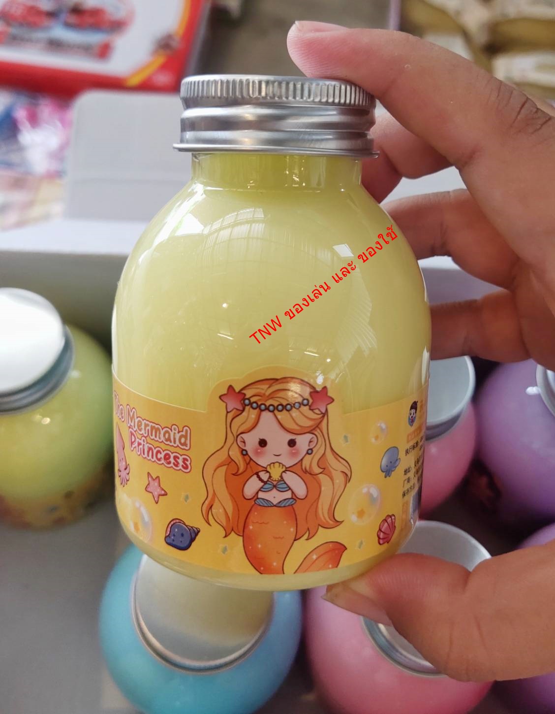 สไลม์ แบบขวดกลม มี 4 สี สไลม์ยืด น้ำลายเอเลี่ยน สีพาสเทล