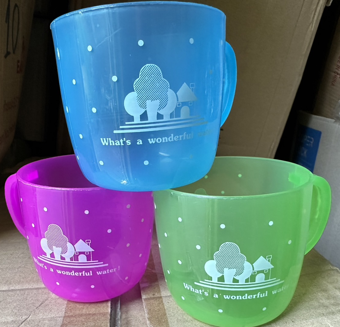P05616 ถ้วยเด็กหูหนา พิมพ์ลาย (10*8*7.5 cm) เกรดเอ สีหวาน No.123 (ราคาส่งต่อ 1 โหล: 12 ใบ)