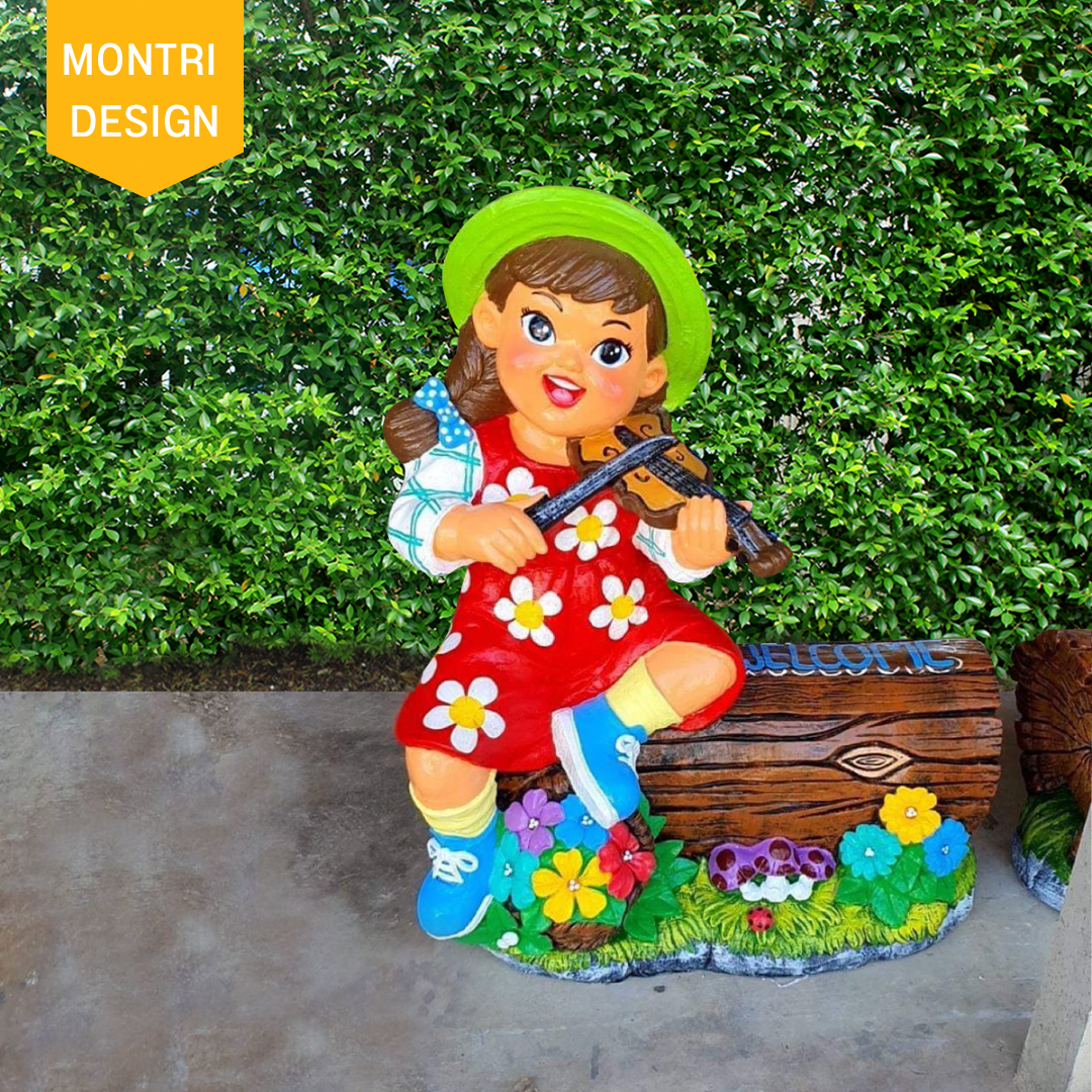 ตุ๊กตาจัดสวน จำนวน 1 คู่ ตุ๊กตาแต่งสวน ตุ๊กตาแต่งหน้าร้าน ตุ๊กตาปูนปั้น ตุ๊กตาปูนปั้นจัดสวน ตุ๊กตาปูนปั้นโคราช รุ่น NAZA55