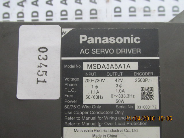 SERVO DRIVE " PANASONIC " MODEL : MSDA5A5A1A