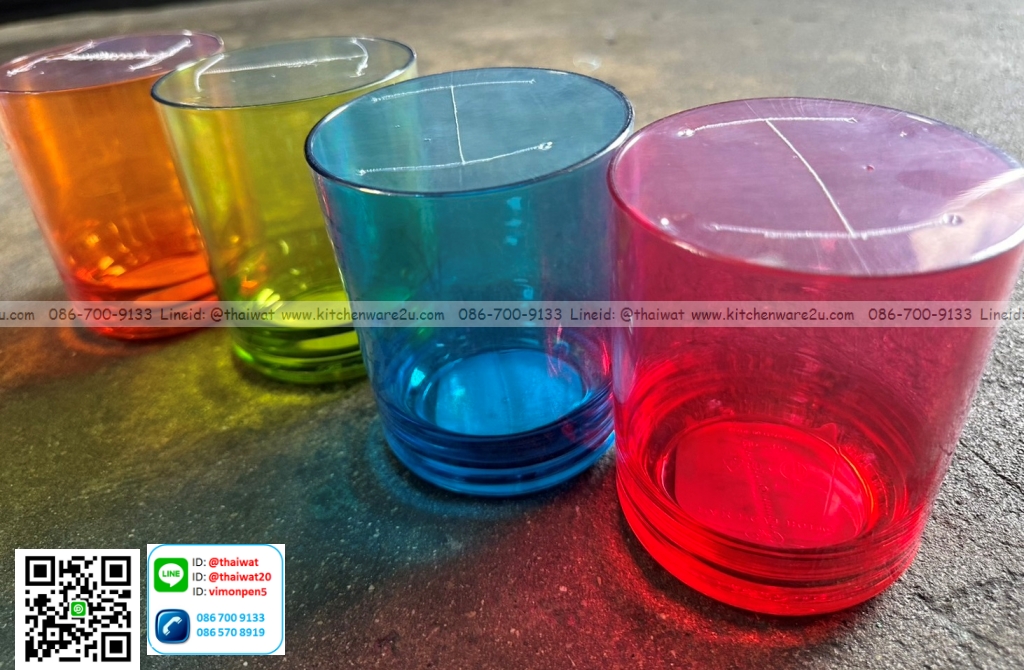 P06131 แก้วน้ำ (8.5 x 8.5 x 10.2 cm) ตกไม่แตก เกรดเอ สีสวย No.265 (ราคาส่งต่อ 3โหล:36 ใบ:เฉลี่ย 25 บ/ใบ)